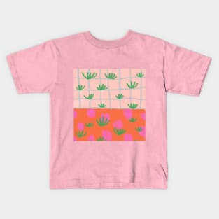 Tropical Plants Grid Kids T-Shirt